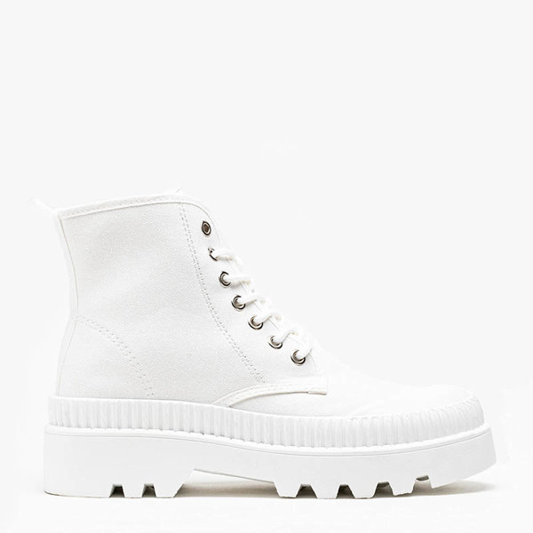 OUTLET Fehér, lapos sarkú női csizma Roulle - Lábbeli