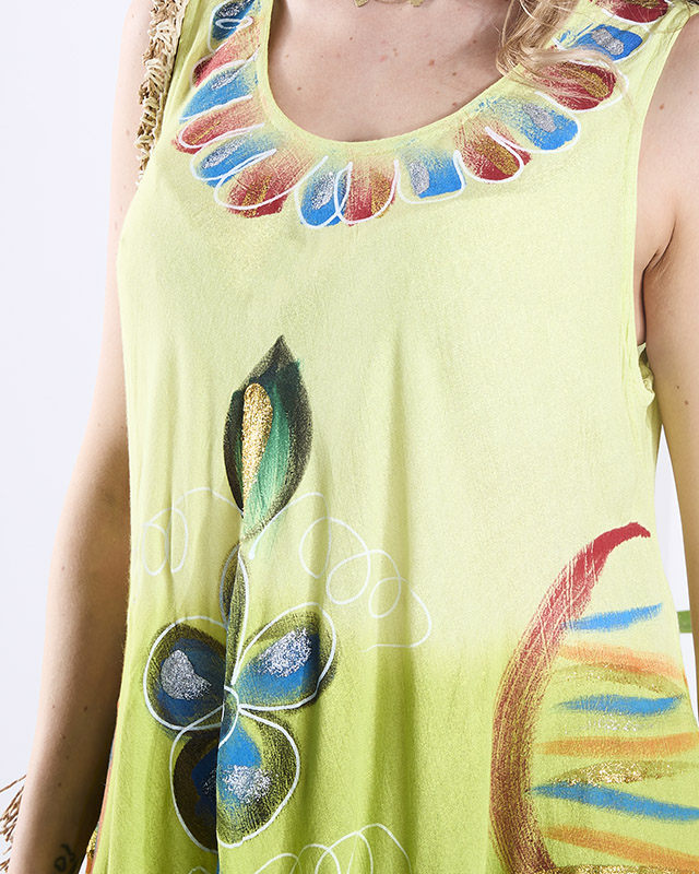 Zöld női ágytakaró a'la ruha virágokkal - Ruházat