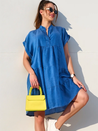 Royalfashion Női varrott tunika, amely denim ruhára hasonlít