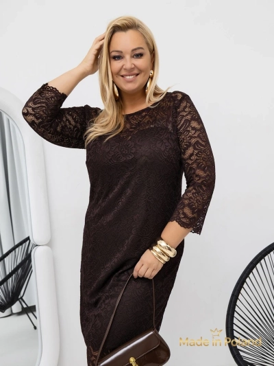 Csipkés női midi ruha 3/4-es ujjal Elegant Star