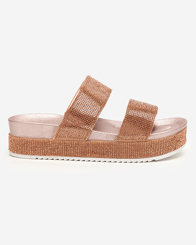 Rózsa és arany színű női papucs cirkóniákkal Slisera - Lábbeli