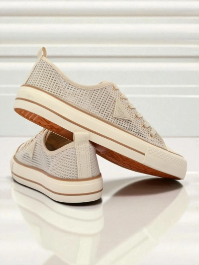 Aurelia Beige - női szövet tornacipő lapos, 3 cm-es talpon