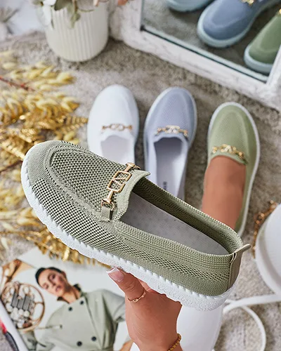 Royalfashion Női szövet mokaszin arany díszítéssel Erticae