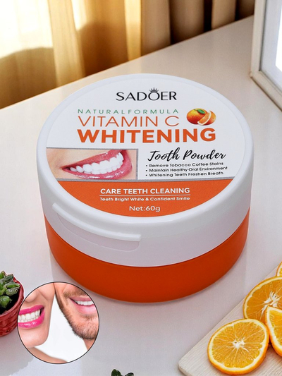 Sadoer Fehérítő fogpor eltávolítja a kávé-, tea- és dohányfoltokat C-vitaminnal