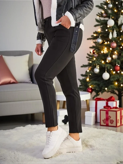 Luna női fekete szövetnadrág, alkalmi viseletre, mindennapokra