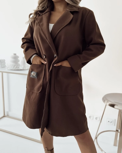 Royalfashion Barna női térdig érő kabát kabát