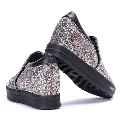 Brokatowe tenisówki na krytym koturnie Faterrena - Obuwie