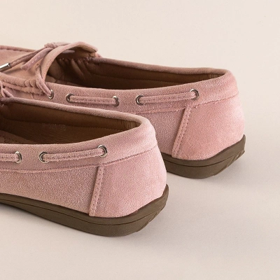 OUTLET Világos rózsaszín női öko-velúr cipők íjjal Inda - Cipők