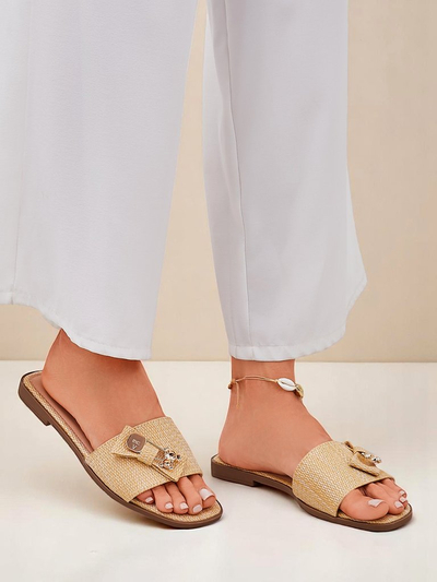 Royalfashion női szalmapapucs szandál Aurelia