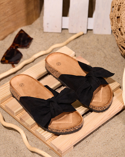 OUTLET Női papucs masnival fekete színben Uttimi- Footwear