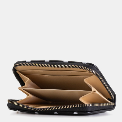 Fekete női pénztárca, fehér szívvel - Pénztárca