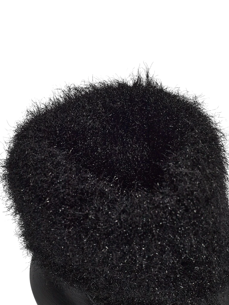 Tirave női öko bőr bokacsizma vastag sarokkal és kötött anyaggal