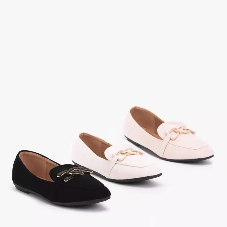 OUTLET Női krémszínű mokaszin Olly díszítéssel - Lábbeli