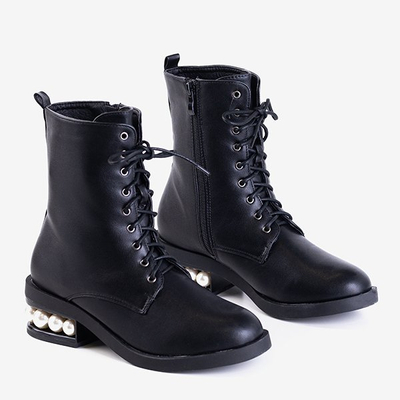 Női fekete lapos sarkú edzőcipő gyöngyökkel Minot - lábbeli