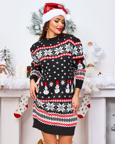 Royalfashion karácsonyi pulóver női ruha fekete színben