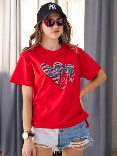 Royalfashion Női Póló LOVE strasszokkal