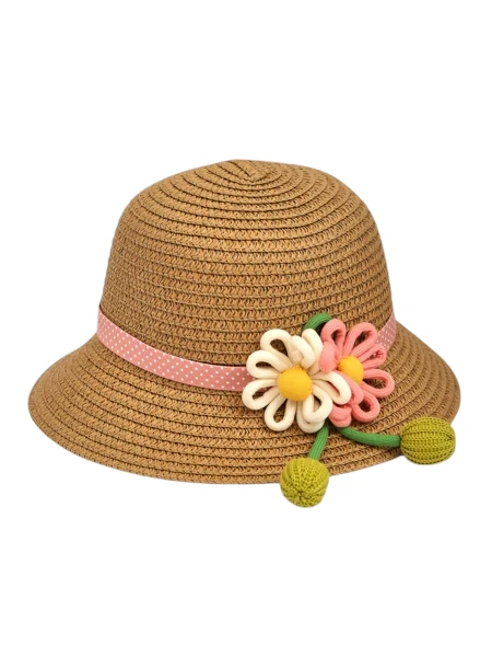 Royalfashion Gyermek Szalmakalap Margaréta és Rózsa Virágokkal