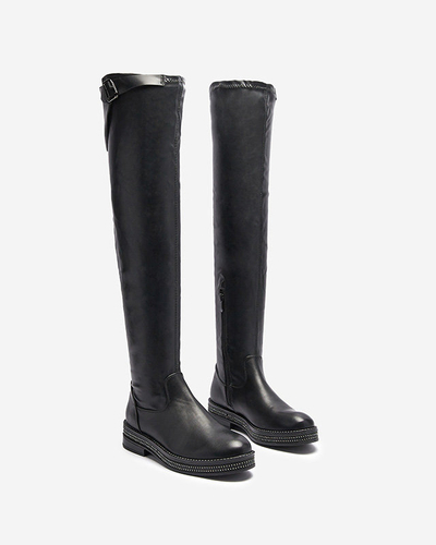 OUTLET Női térdig érő csizma fekete színben Faberro- Footwear