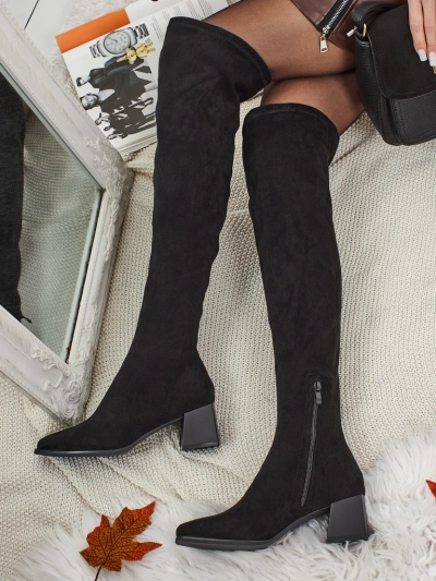 Dovrisse női térd fölé érő öko-velúr csizma