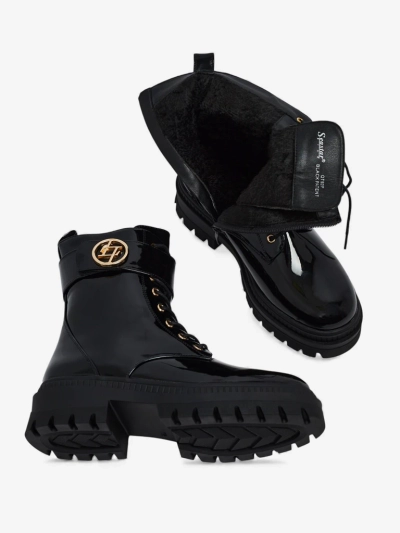 Lakkozott női eco bőr bokacsizma Eulin