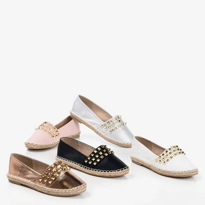 OUTLET Srebrne damskie espadryle z ćwiekami Anchu - Obuwie