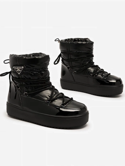 Royalfashion Női csúszós csizma a'la hócsizma fekete színben Vevnose