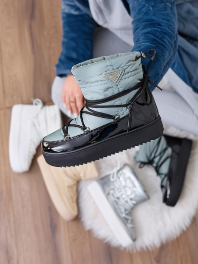 Royalfashion Női csúszós csizma a'la hócsizma kék színben Vevnose