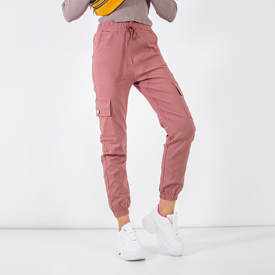 Sötét rózsaszín női teher nadrág zsebbel - Ruházat