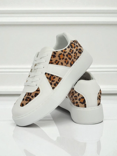 Calista Leopardia női sneakerek – Fehér öko bőr szövet tavasz 4cm