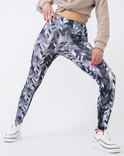 Mintás női szürke, magas derekú leggings - Ruházat