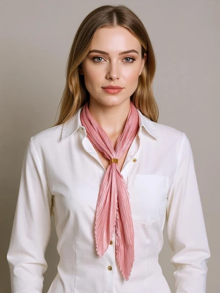 Apollonia Eleganza világos rózsaszín női pliszírozott sál, 69 cm