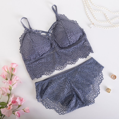 Sötétszürke női csipke fehérnemű szett-Fehérnemű