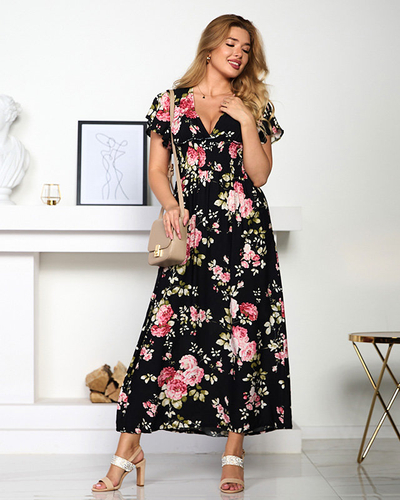 Légies fekete női ruha rövid ujjal - Ruházat