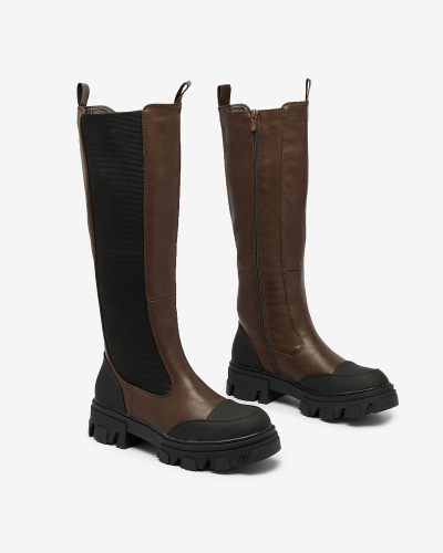 Royalfashion Sötétbarna női félárú csizma Blyss