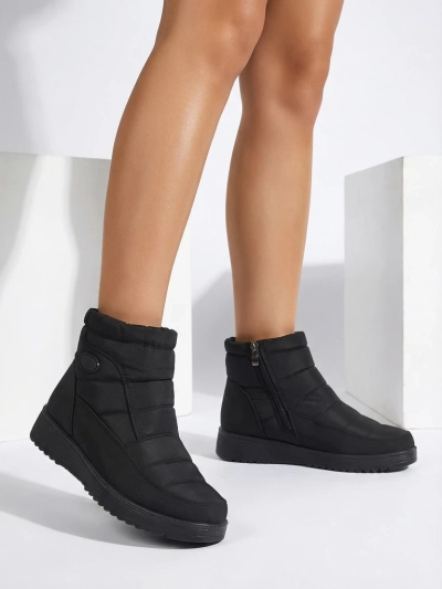 Athena Női Fekete Bokacsizma Szövetből Őszre és Télre