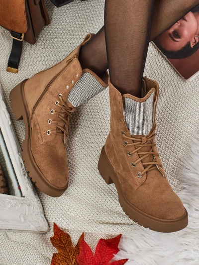 Ferlyne női öko velúr fűzős bokacsizma