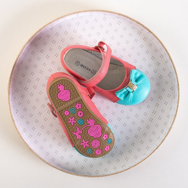 OUTLET Kék orrú és íj rózsaszín lányos balerinák Eligia - Cipők