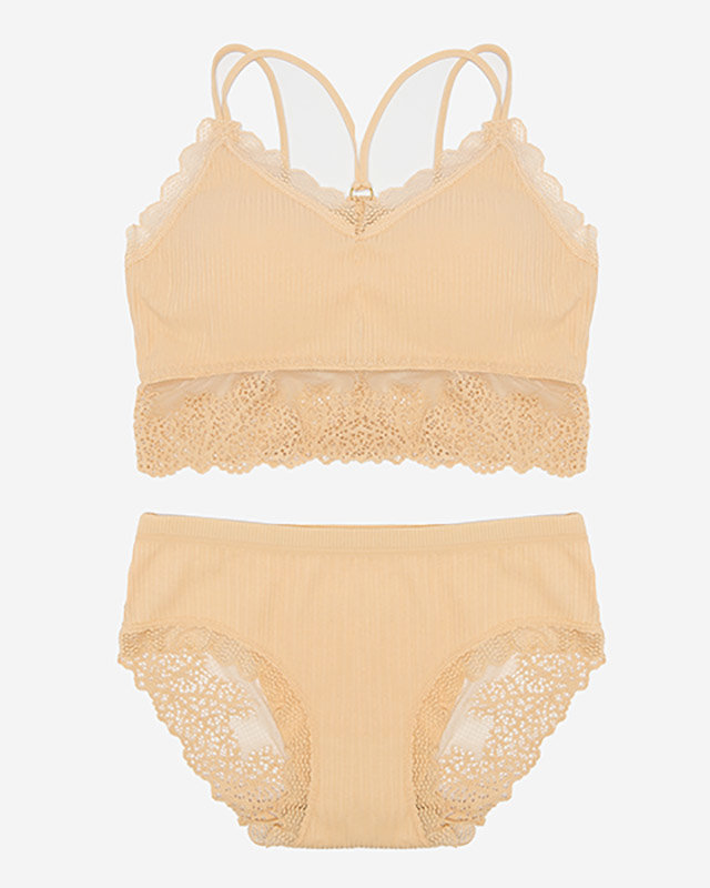 Női fehérnemű szett bézs színű csipkével - Fehérnemű