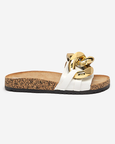 Női fehér papucs Sofig-Footwear díszítéssel