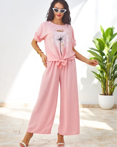 Royalfashion Női hétköznapi szett rövidujjú blúzzal és bő nadrággal