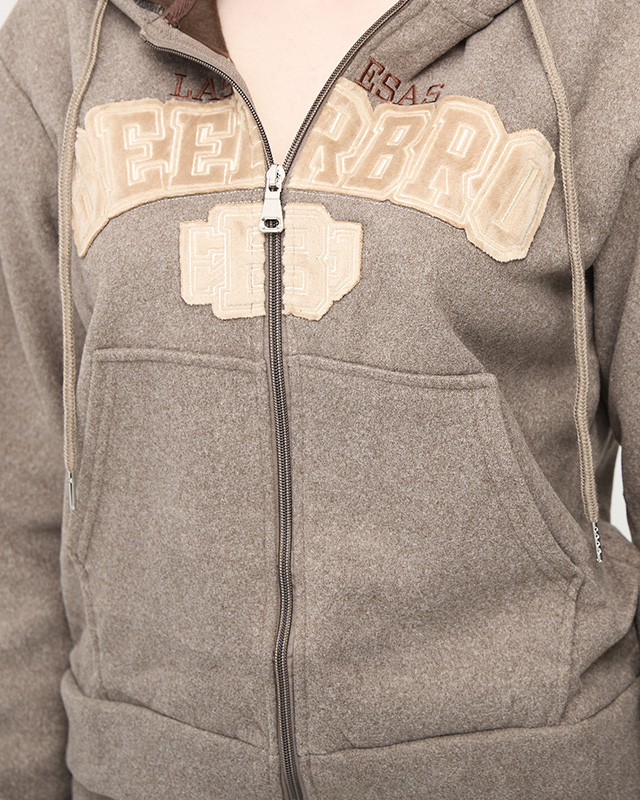 Világosbarna, szigetelt, női melegítő szett foltokkal- Ruházat