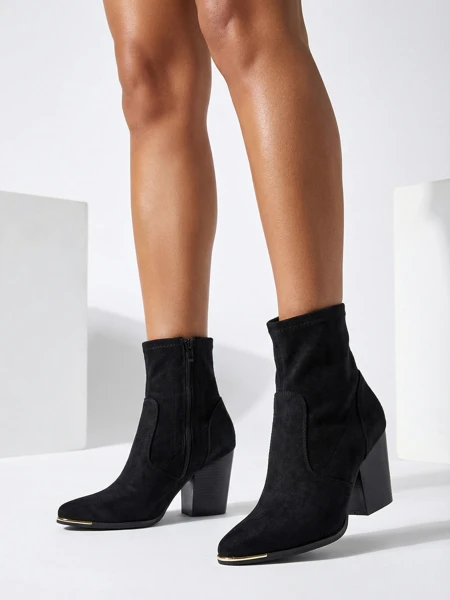 Royalfashion Eko-suede női csizma tűsarkúval Gris