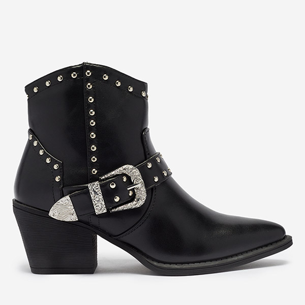 OUTLET Fekete cowboy csizma fúvókás oszlopon Hally- Footwear