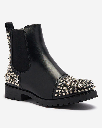 Női csizma szegecsekkel, fekete színben Amerapi- Footwear