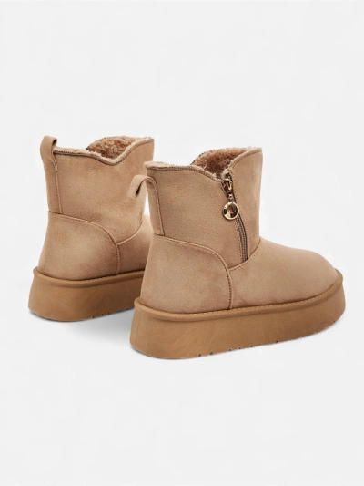 Aurora bézs bőr női bokacsizma mindennapi használatra