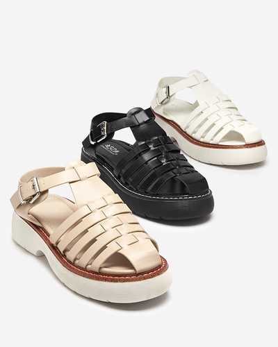 OUTLET Női fehér szandál masszív Leteris talpon - Lábbeli