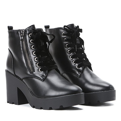 Czarne botki na grubej podeszwie Matessrae - Obuwie