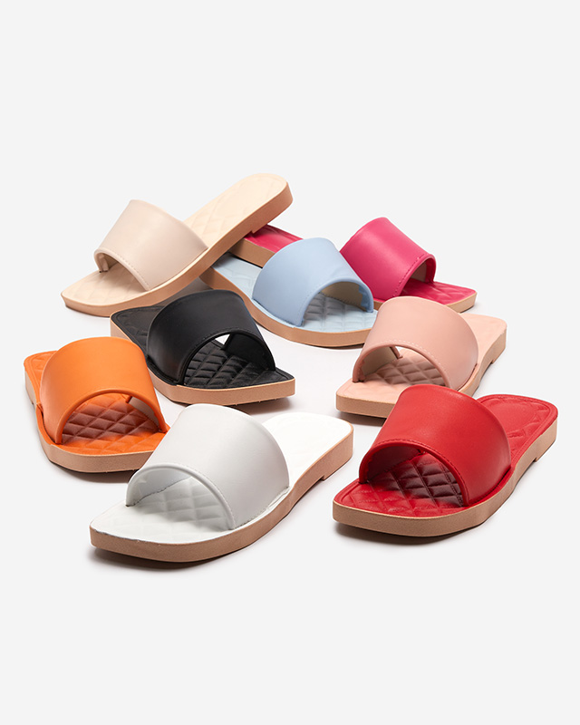 Narancssárga ekobőr női papucs steppelt Parekis betéttel - Lábbeli