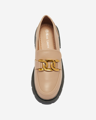 Bézs színű női mokaszin díszítéssel Grameo - Lábbeli