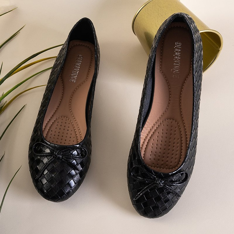 Fekete női balerinák íjjal Misyui - Lábbeli